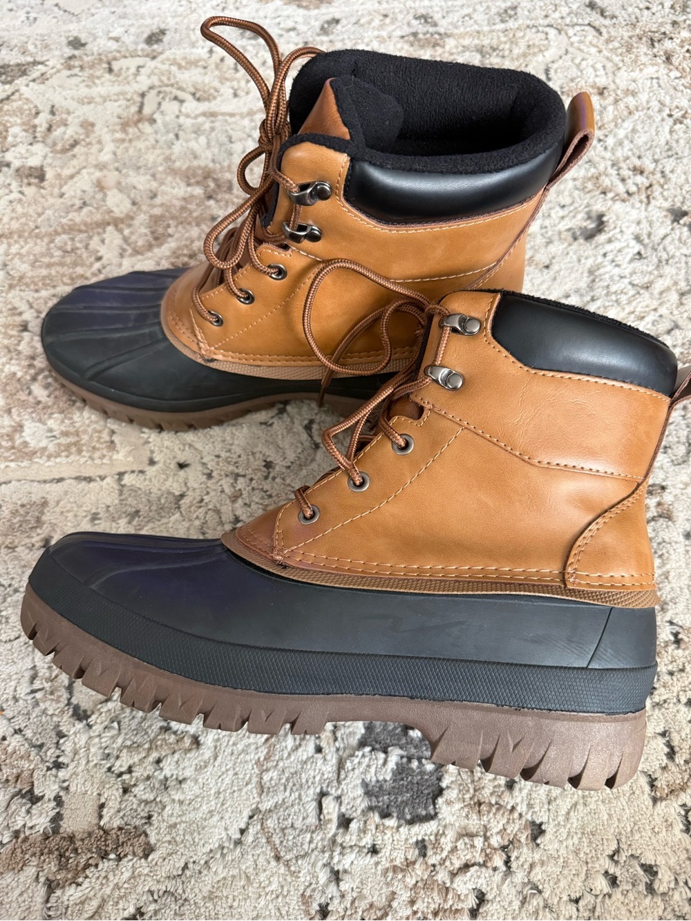 George Men's Tan and Black Waterproof Lace-Up Boots